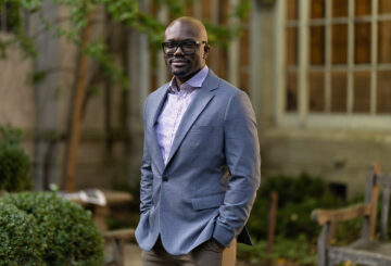 Chika Okafor in the Law School's courtyard