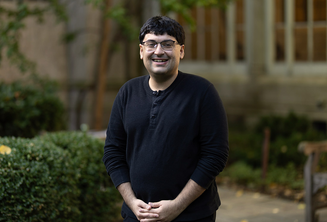 Dhruv Aggarwal in the Law School's courtyard