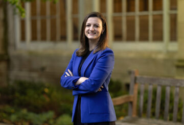 Monica Haymond in the Law School's courtyard