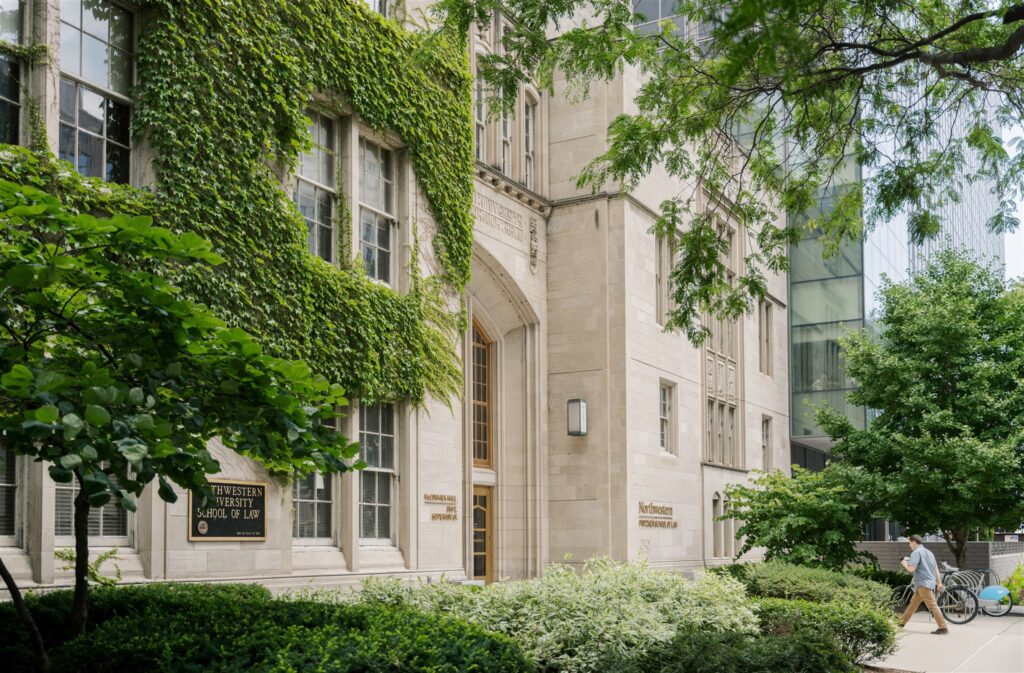 Exterior shot of McCormick Hall at Northwestern Pritzker Law